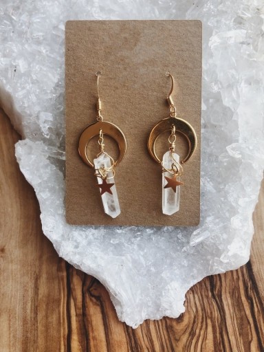 Pendientes colgantes de mujer con cristal G1121