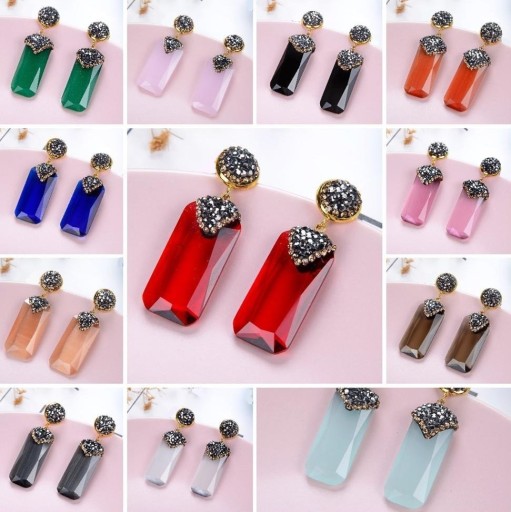 Pendientes colgantes de mujer con cristal G1135