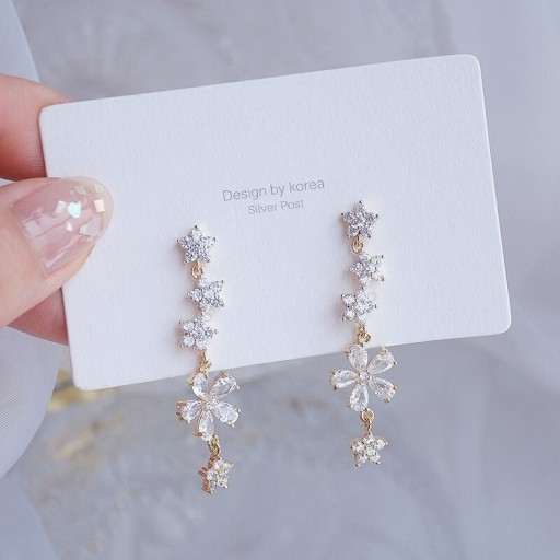 Pendientes colgantes de mujer con flores G1494