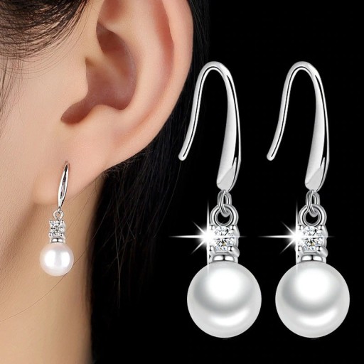 Pendientes colgantes de mujer con perla R110