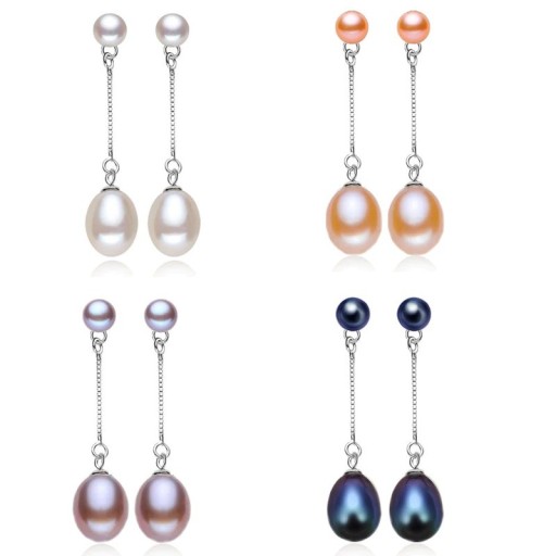 Pendientes colgantes de mujer con perlas R109
