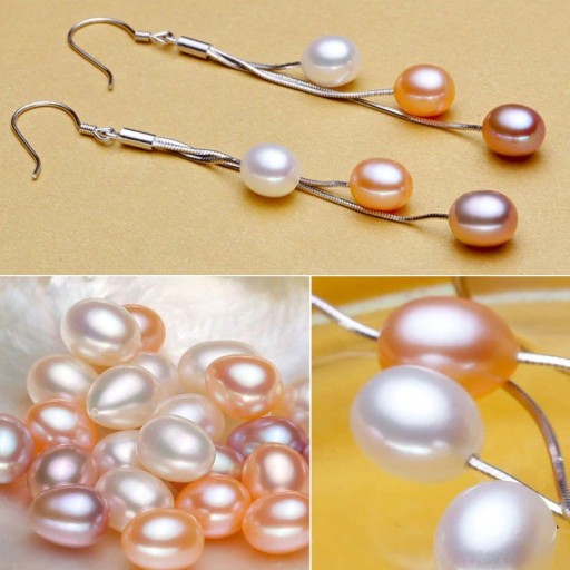 Pendientes colgantes de mujer con perlas