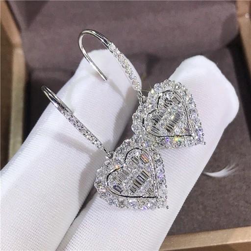 Pendientes colgantes de mujer en forma de corazón con circonitas A2736