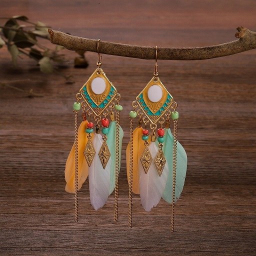 Pendientes colgantes de plumas para mujer G890