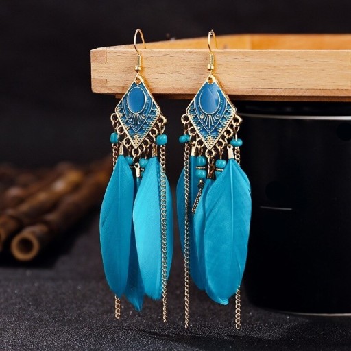 Pendientes colgantes de plumas para mujer G890