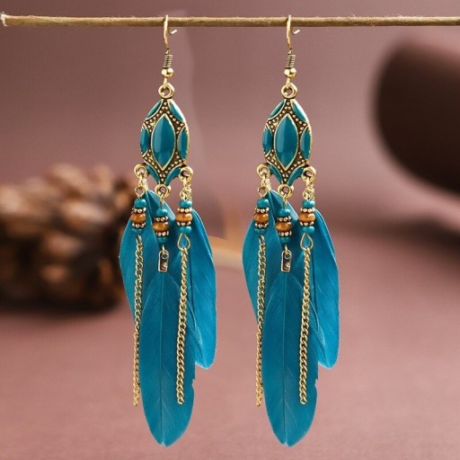 Pendientes colgantes de plumas para mujer G902
