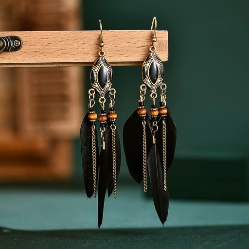 Pendientes colgantes de plumas para mujer G902