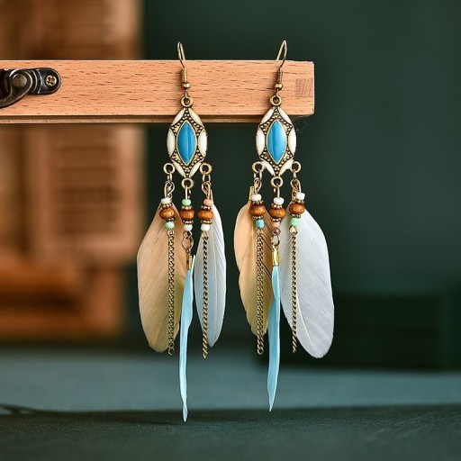 Pendientes colgantes de plumas para mujer G902