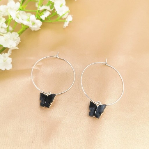 Pendientes de aro de mujer con mariposa C1093