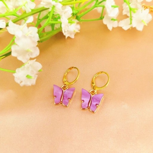 Pendientes de aro de mujer con mariposa C1093