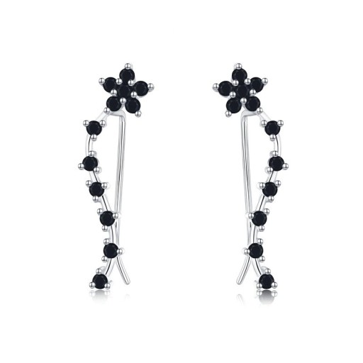 Pendientes de aro de mujer flor con piedras
