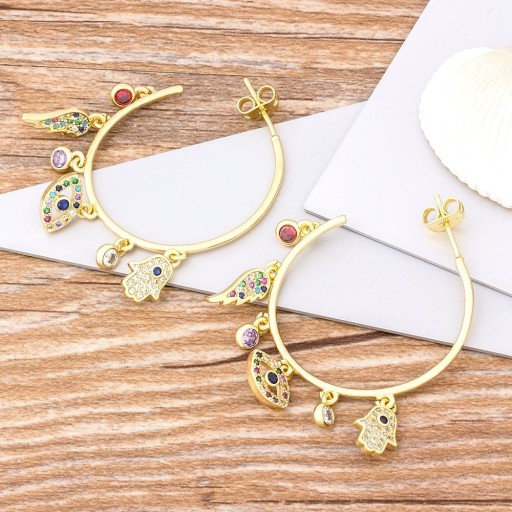 Pendientes de aro para mujer con colgantes J449