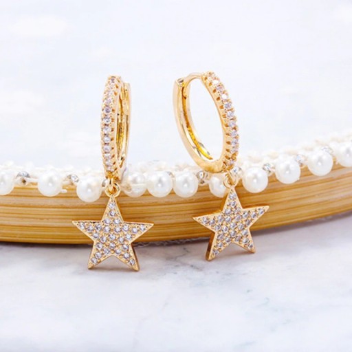 Pendientes de aro para mujer con estrella C1084