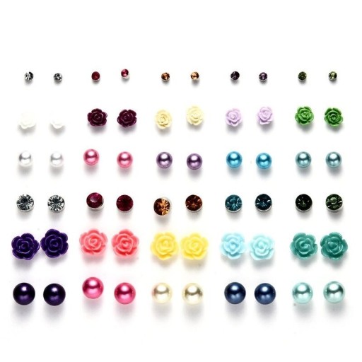 Pendientes de botón para mujer 30 pares j446
