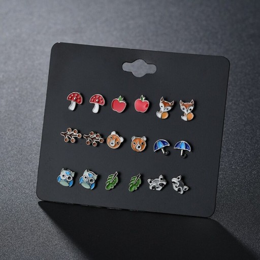 Pendientes de botón para mujer, 9 pares