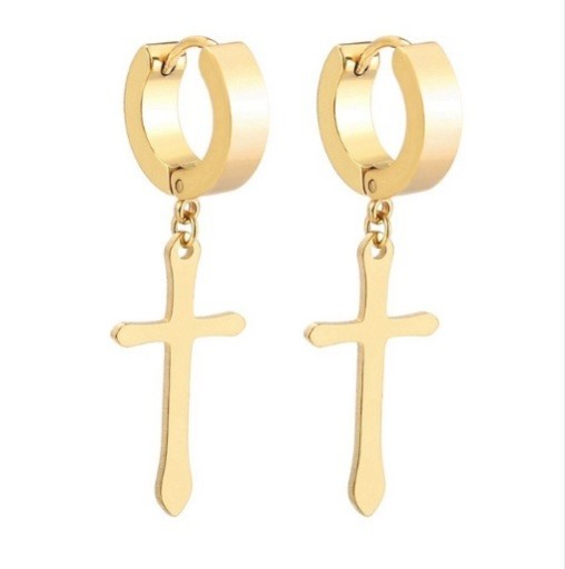 Pendientes de hombre - Aros con cruz J2159
