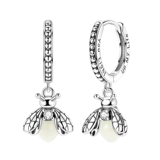 Pendientes de luciérnaga de plata 925 para mujeres con piedra luminiscente que brilla en la oscuridad para un encanto nocturno