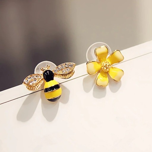 Pendientes de mujer flor y abeja