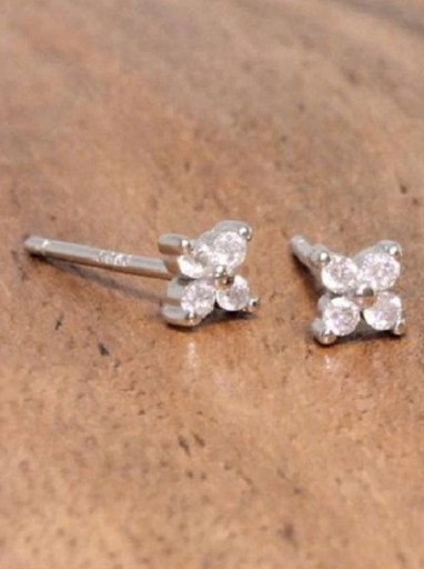 Pendientes de mujer, flores con circonitas