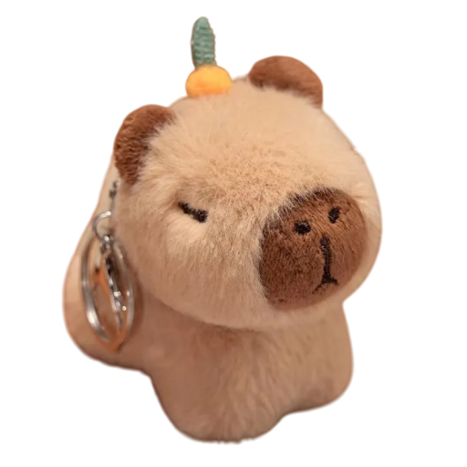 Pendurador de peluche Capivara para chaves Acessório adorável para mochila e carteira Brinquedo de peluche suave com argola e mosquetão