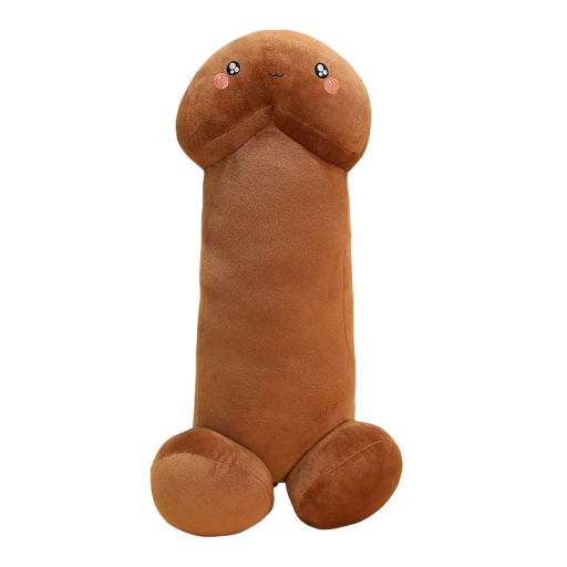 Penis de peluche 90 cm Penis de peluche castanho com rosto