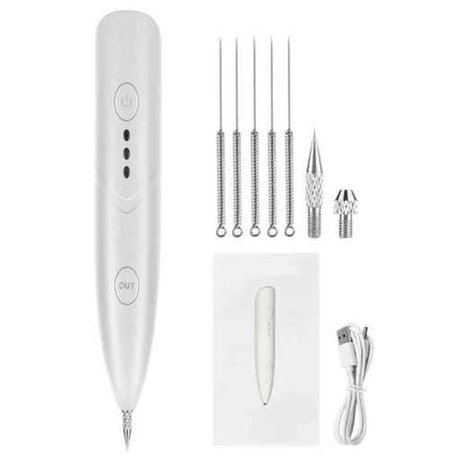 Penna laser a plasma per nei e verruche 3 modalità 7 punte 13,1 x 2,2 cm Rimuovi imperfezioni cosmetiche ricarica USB