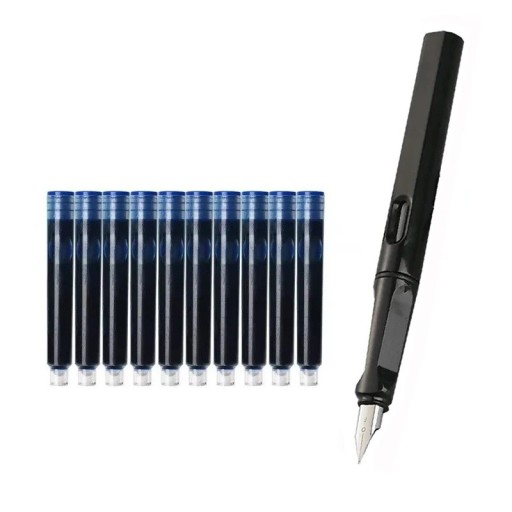 Penna stilografica nera con cartuccia d'inchiostro sostituibile 13,8 cm 0,38 mm penna calligrafica per scuola ufficio scrittura quotidiana