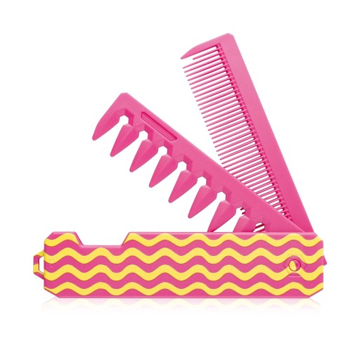 Pente de bolso dobrável 22,2 x 2,8 x 2,8 cm 3 em 1 dentes largos e finos para cuidados com o cabelo e a barba pente prático