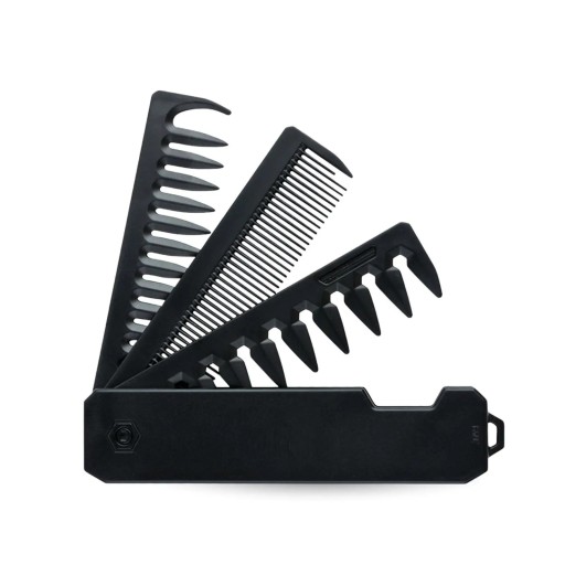 Pente de bolso dobrável 22,2 x 3 x 3 cm 4 em 1 dentes largos, densos e de modelagem para cabelo e barba prático pente de bolso