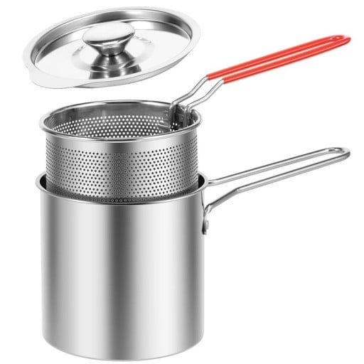 Pentola in acciaio inossidabile con colino e coperchio 3 in 1 Pentola per cucinare la pasta Cestello estraibile con manico Utensili da cucina