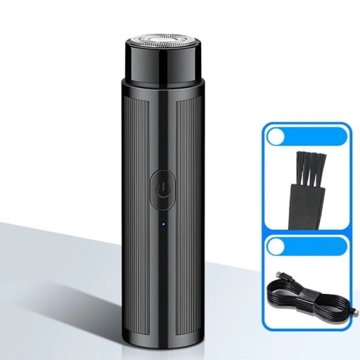 Pequeno aparelho de barbear elétrico para homens e mulheres com cabeça rotativa em aço inoxidável 9,2 x 2,2 cm