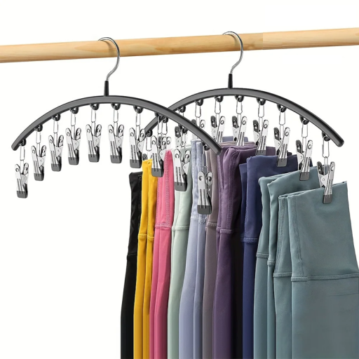 Percha de armario 2 piezas con 10 pinzas Longitud 37 cm Organizador de ropa Práctico soporte para bufandas, cintas y accesorios