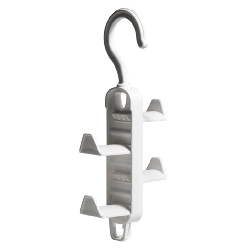 Percha vertical colgante multifuncional de plástico de 26,5 x 10,5 cm con 4 ganchos Capacidad de carga 5 kg Ahorro de espacio Organización de cocina y baño
