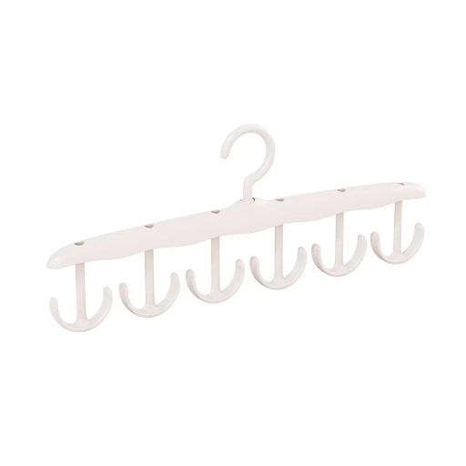 Perchas de plástico 2 piezas 38 x 17 cm con 6 ganchos giratorios Capacidad de carga 10 kg Práctico juego de perchas Perchas para ropa Organizador