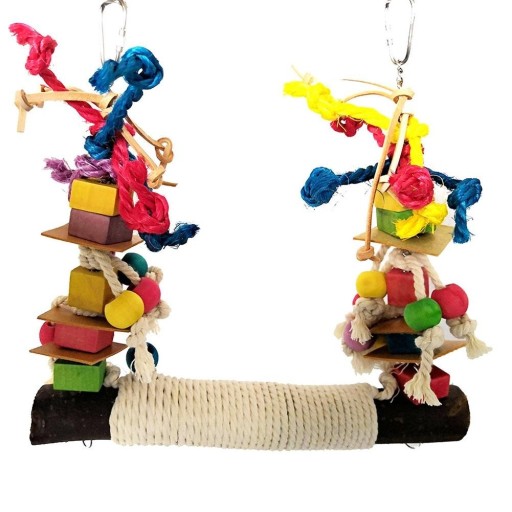 Perchoir avec jouets pour oiseaux