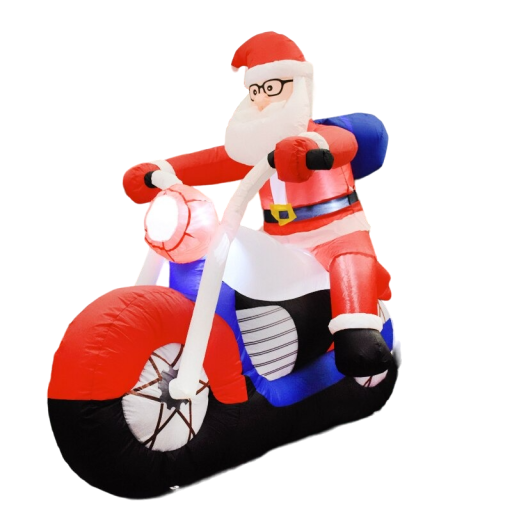 Père Noël gonflable sur une moto