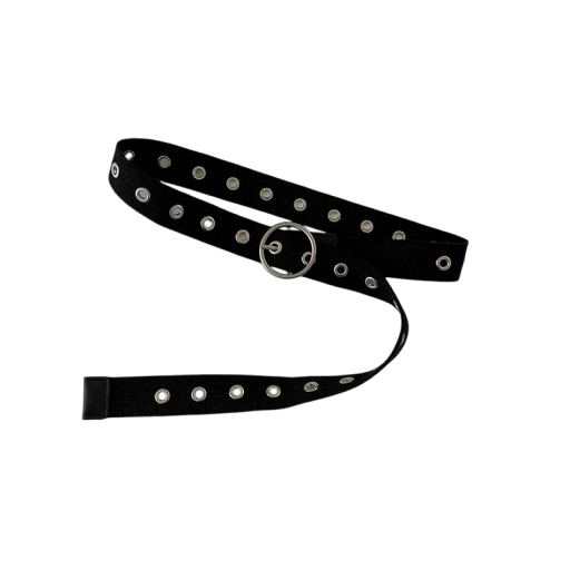 Perforeret sort lærredsbælte unisex 105 x 3,2 cm Justerbart tekstilbælte med metalspænde Modetilbehør til mænd og kvinder