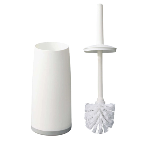 Perie WC cu suport, mâner lung 26 cm, suport 11,3 × 37 × 9,5 cm, set din plastic pentru curățarea toaletei în baie