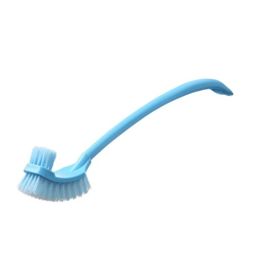 Perie WC din plastic cu două fețe, mâner lung 45 × 11 cm, peri moi, perie curbată pentru toaletă, accesoriu pentru baie