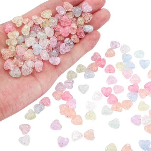 Perle acriliche a forma di cuore 10 x 9 mm Circa 70 pz Perle colorate con foro da 2 mm per gioielli Braccialetti Collane Creazione Decorazioni
