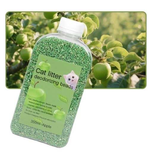 Perle de deodorant pentru litiera pisicilor împotriva mirosurilor 350 ml granule absorbante ambalaj 16 x 7 x 4 cm pentru toaleta pisicii