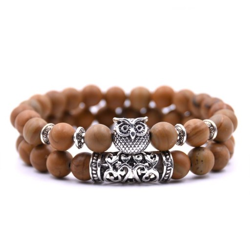 Perlenarmband mit Eule 2 Stk