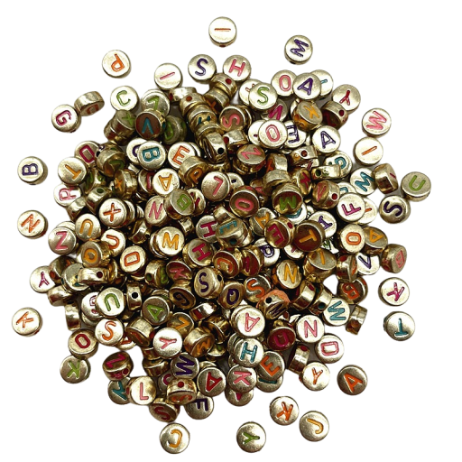 Perles à enfiler avec impression de lettres 100 pcs