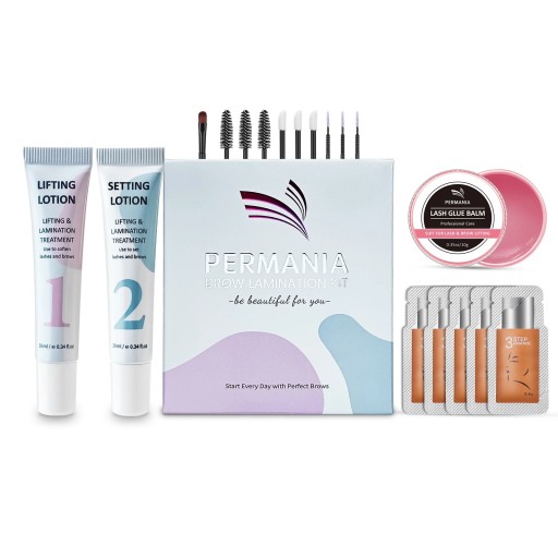 PERMANIA Ensemble professionnel de laminage des cils et des sourcils 2x10 ml Kit de lifting des cils et des sourcils Fixation nutrition des cils