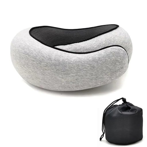 Pernă de călătorie gonflabilă în formă de U Suport ergonomic pentru gât melc Pernă respirabilă 360° pentru avion mașină Husă detașabilă
