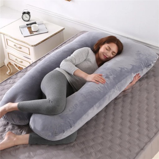 Pernă de sarcină 130×70×18 cm în formă de U, longitudinală, pe întregul corp, pernă ergonomică pentru alăptare, confortabilă, respirabilă, lavabilă cu fermoar.