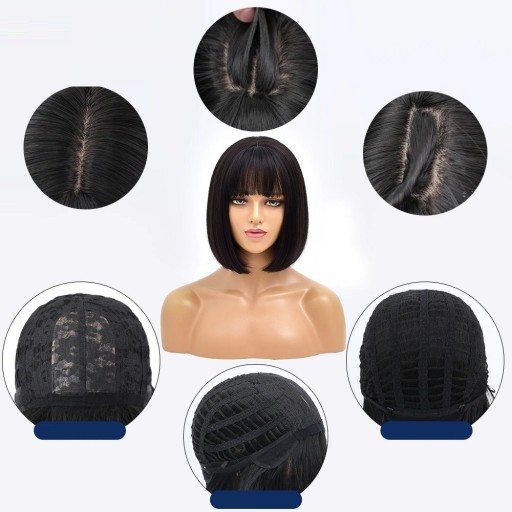 Peruca curta com franja