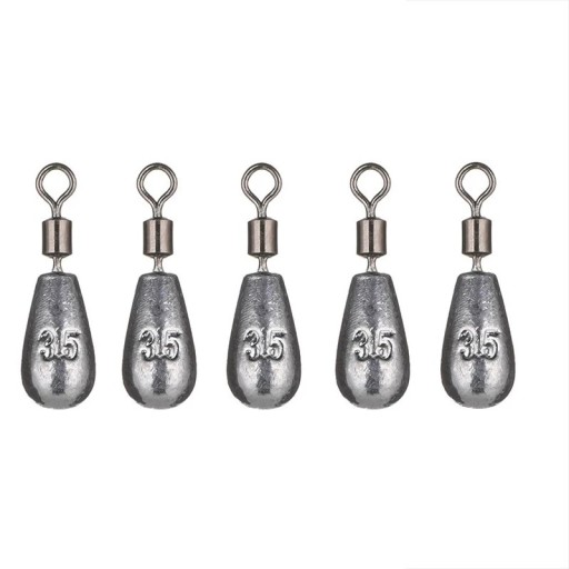 Pesca de peso de chumbo em forma de gota com girador 5 pcs 3,5 g Chumbo para peixes Mergulho estável Lançamento a longa distância Peso para a pesca