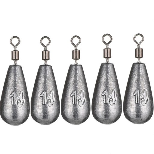 Peso de pesca em forma de gota com girador 5 pcs 14 g Chumbo para peixes Mergulho estável Lançamento a longa distância Peso para a pesca de grandes