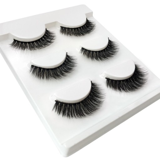 Pestañas artificiales 3D en banda para una mirada intensa y un maquillaje perfecto Pestañas densas, esponjosas y voluminosas con banda negra El
